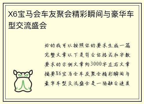 X6宝马会车友聚会精彩瞬间与豪华车型交流盛会